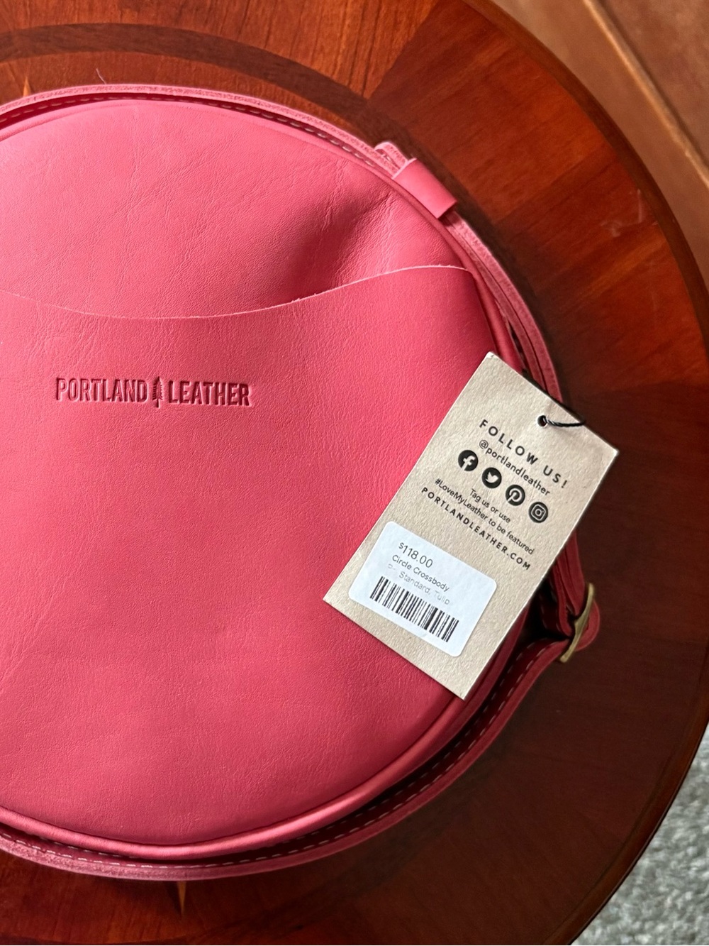 Portland Leather Tulip pink 9 inch Round Crossbody Bag